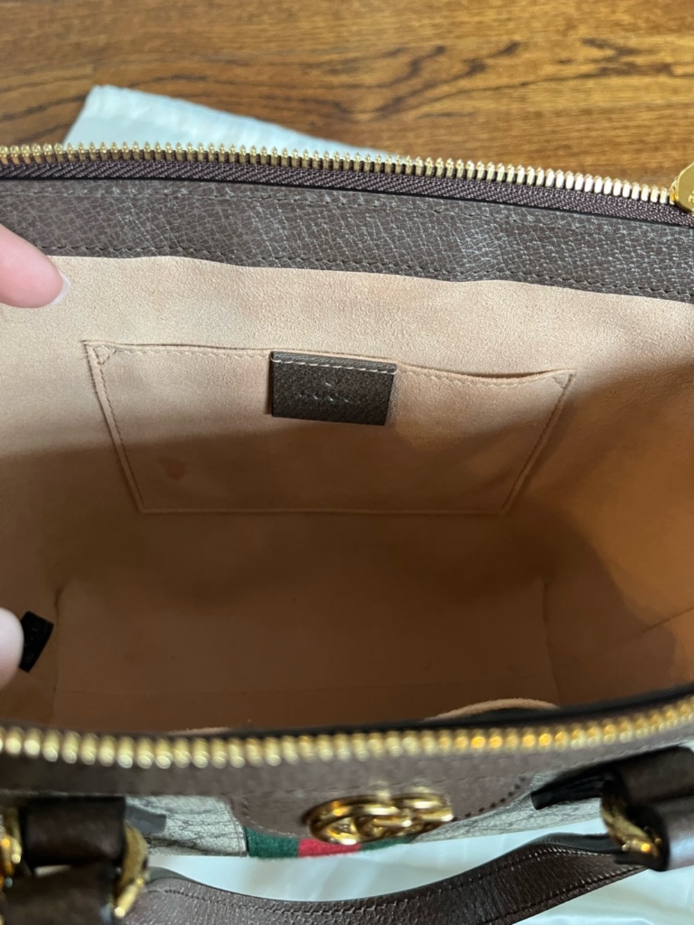 Gucci Convertible Brown GG Supreme Canvas Satchel with Green-Red Web Stripe - Picture 10 of 14